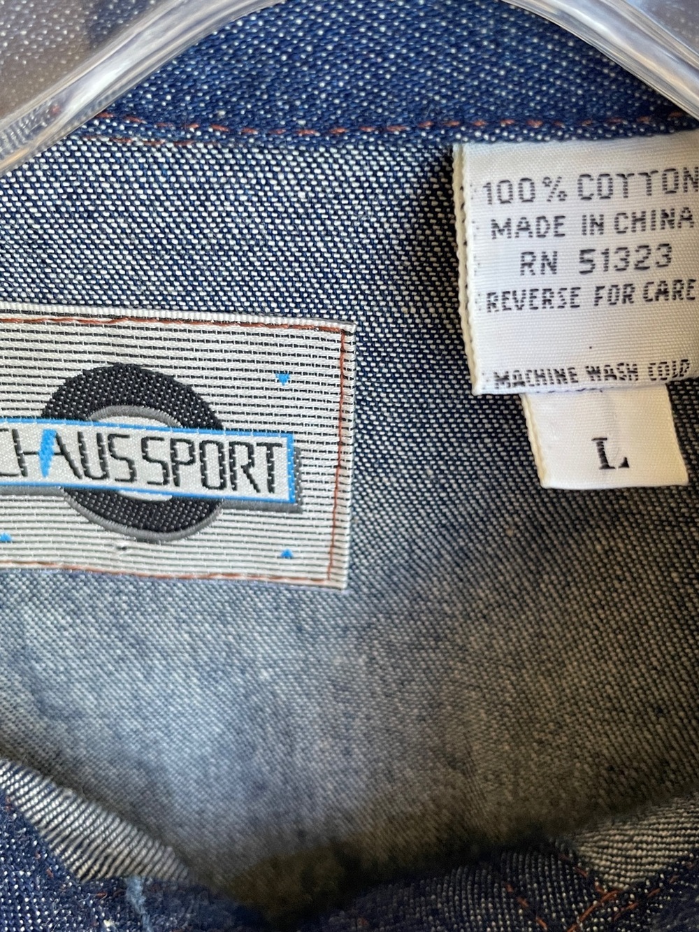 Vintage Chaus Dark Blue Denim Button-Down Shirt with Brown Trim western cowboy - Picture 5 of 11